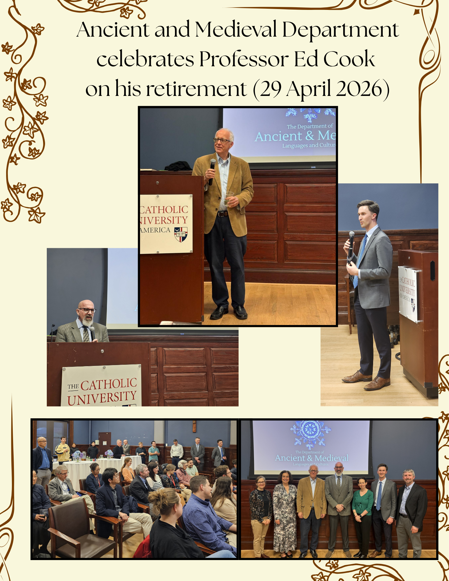 Photo collage of Ed Cook's retirement party
