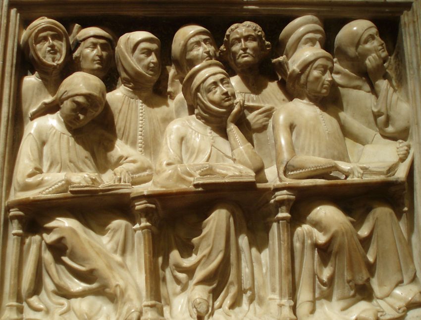 Relief of students at a university lecture