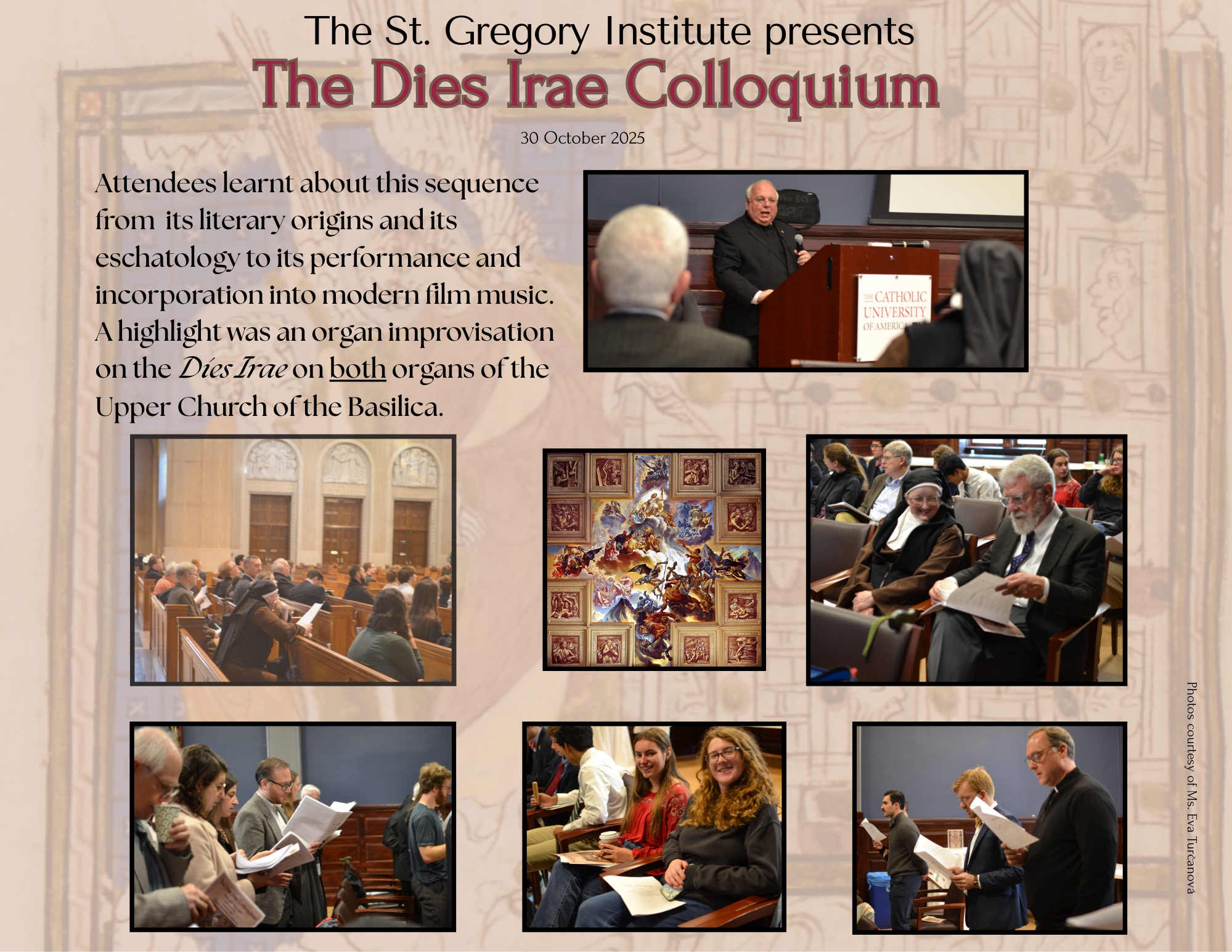 Photo collage of Dies Irae colloquium