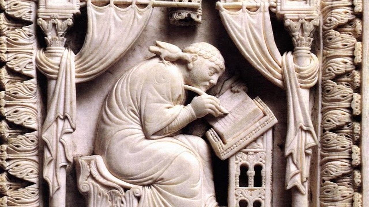 St. Gregory at work in a scriptorium